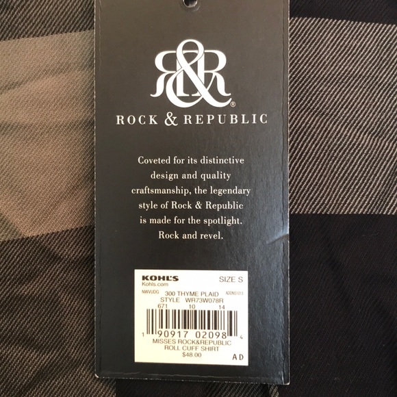 NWT Women's Rock & Republic Drapey Roll Cuff Shirt - Picture 5 of 7